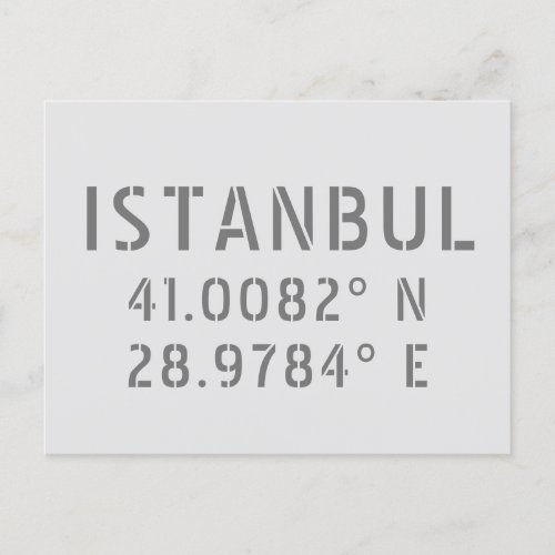 Istanbul Latitude  Longitude Coordinates  Postcard
