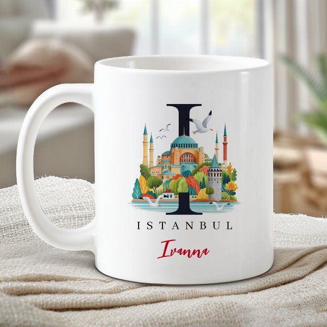 Istanbul Monogram Letter I Personalized Gift Coffee Mug (Istanbul Monogram Letter I Personalized Gift Coffee Mug)