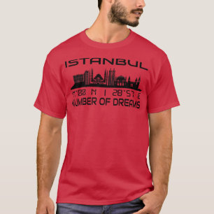 Istanbul Skyline GPS Coordinates Silhouette T-Shirt
