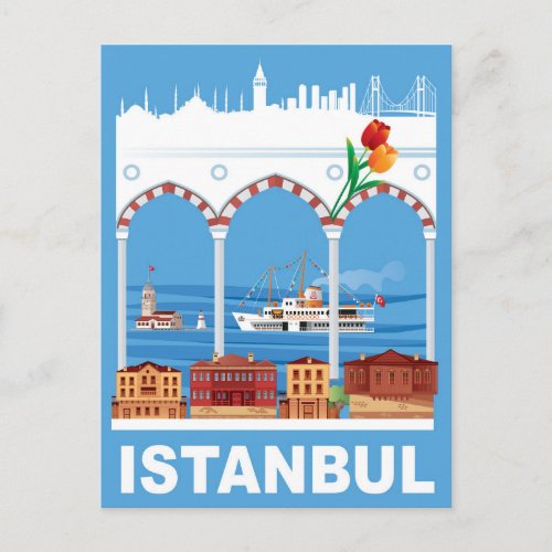 Istanbul Skyline Poster Postcard