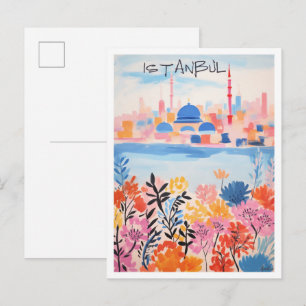 Istanbul Turkey Art Travel Postcard