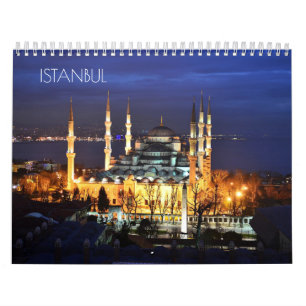 Istanbul Turkey Blue Mosque Night Travel new year Calendar