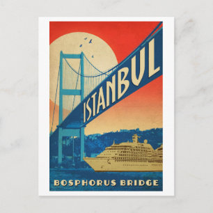 Istanbul, Turkey, Bosphorus bridge,tourist cruiser Postcard