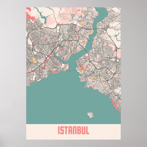 Istanbul _ Turkey Chalk City Map Poster