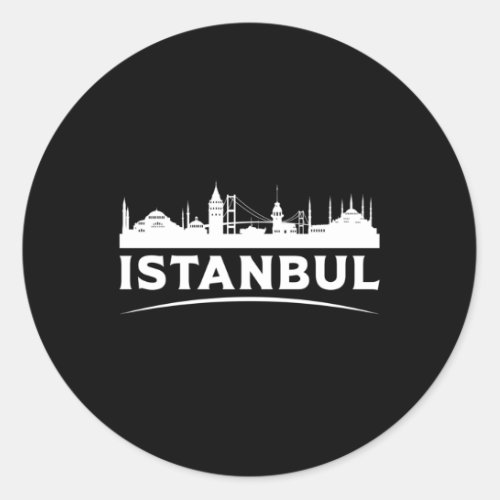 Istanbul Turkey City Cityscape Skyline Funny Gift Classic Round Sticker
