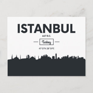 Istanbul, Turkey City Coordinates Postcard