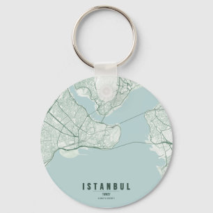 Istanbul Turkey City Map & Custom Text Keychain