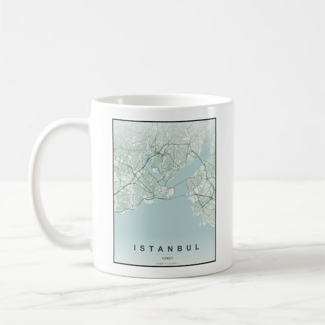 Istanbul Turkey City Map Minimal Design Coffee Mug (Left)