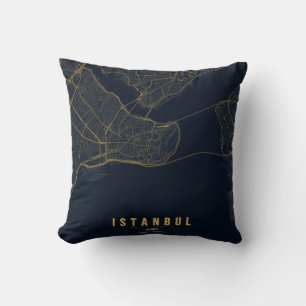 Istanbul Turkey City Map Minimal Design Notebook Throw Pillow