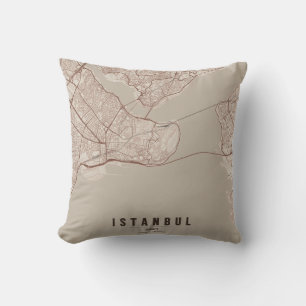 Istanbul Turkey City Map Minimal Design Notebook Throw Pillow