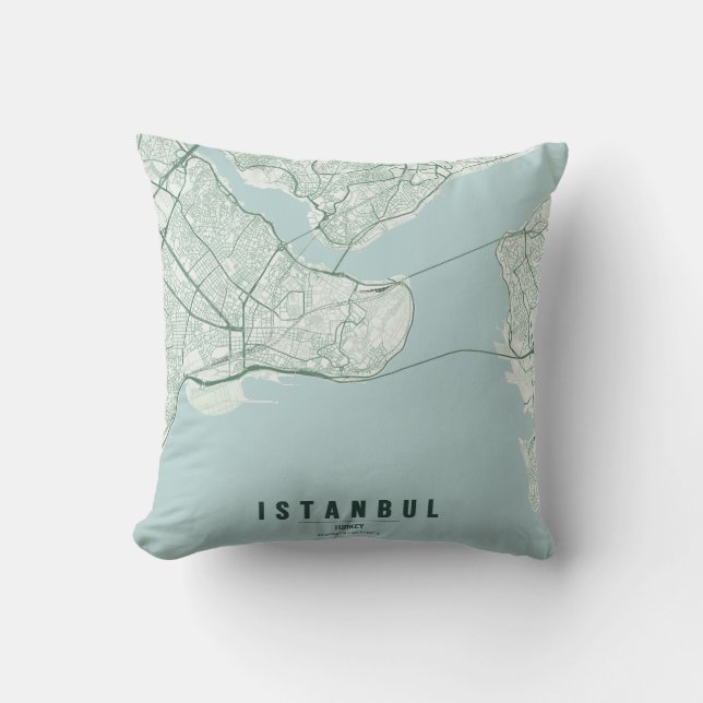 Istanbul Turkey City Map Minimal Design Notebook Throw Pillow (Front)