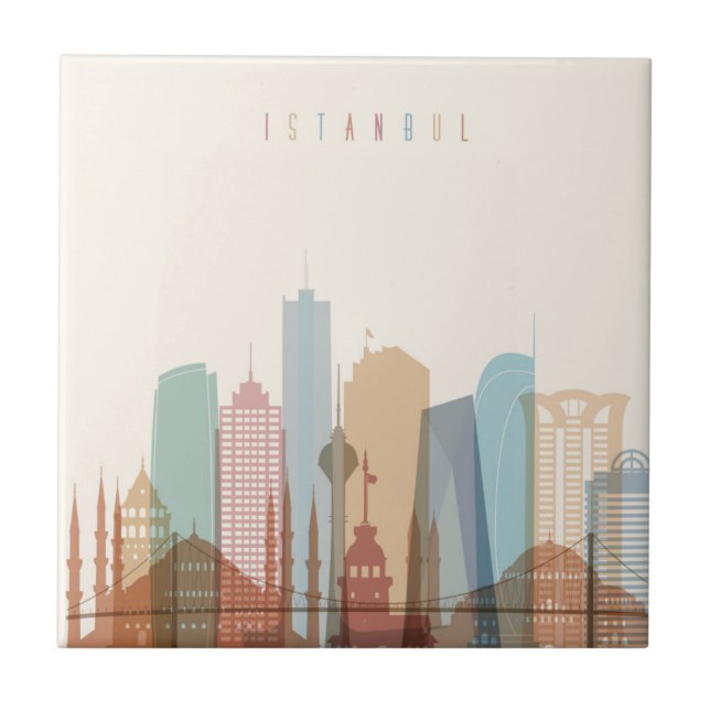 Istanbul, Turkey | City Skyline Ceramic Tile (Front)