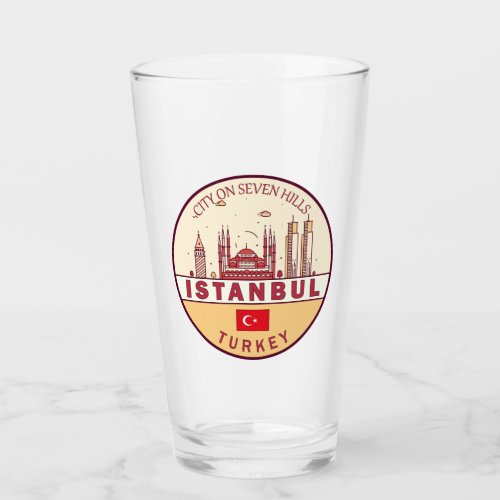 Istanbul Turkey City Skyline Emblem Glass