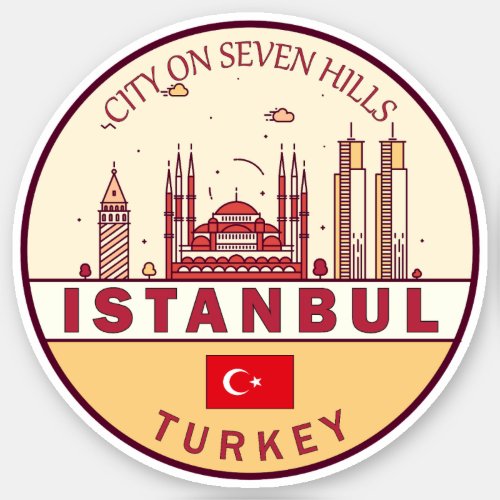 Istanbul Turkey City Skyline Emblem Sticker