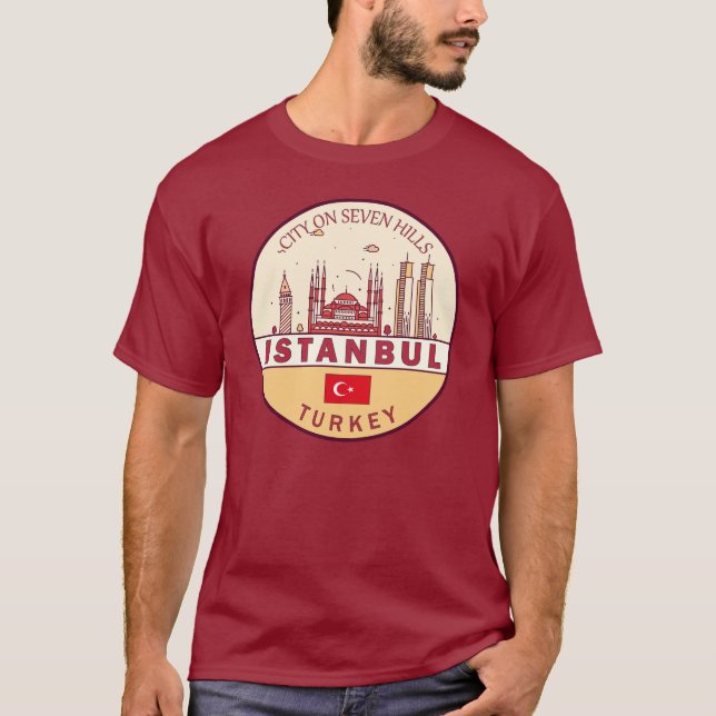 Istanbul Turkey City Skyline Emblem T-Shirt (Front)