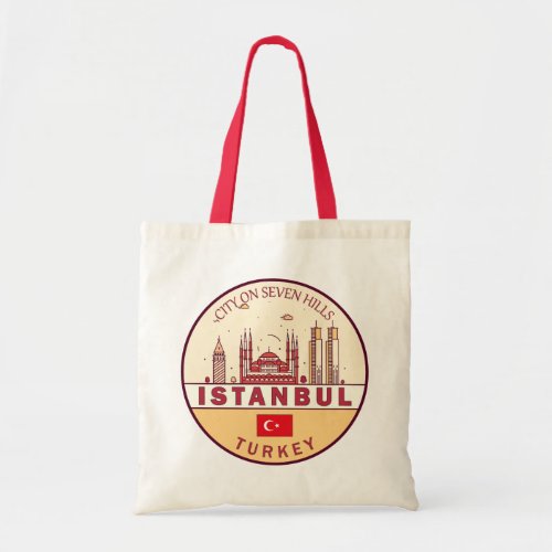 Istanbul Turkey City Skyline Emblem Tote Bag