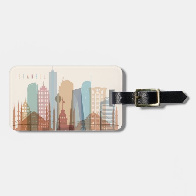 Istanbul, Turkey | City Skyline Luggage Tag (Front Horizontal)
