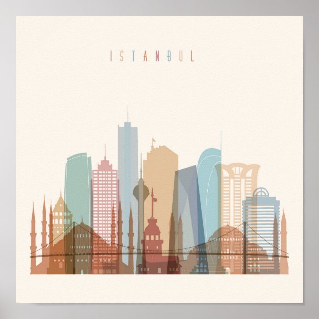 Istanbul, Turkey | City Skyline Poster (Front)