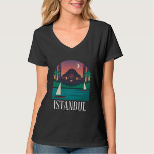Istanbul Turkey City Skyline Silhouette Outline Sk T-Shirt