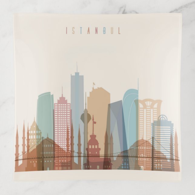 Istanbul, Turkey | City Skyline Trinket Tray (Front)