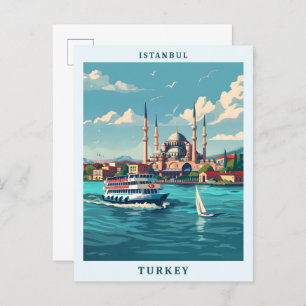 Istanbul Turkey Elegant Art Vintage Travel Postcard