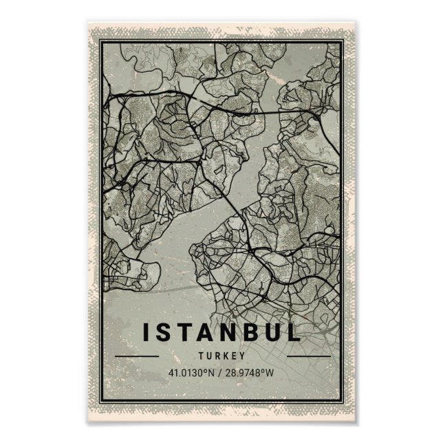 Istanbul turkey map print poster canvas (Front)