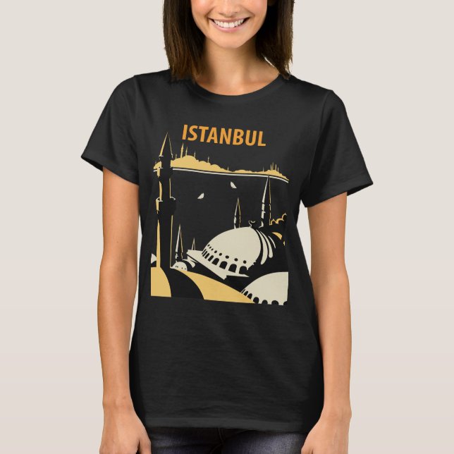 Istanbul Turkey Mosque Retro Travel T-Shirt (Front)