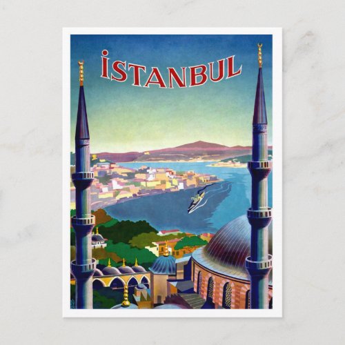 Istanbul Turkey panorama view on the coast Postcard