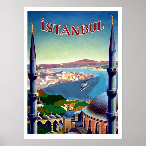 Istanbul Turkey panorama view on the coast Poster