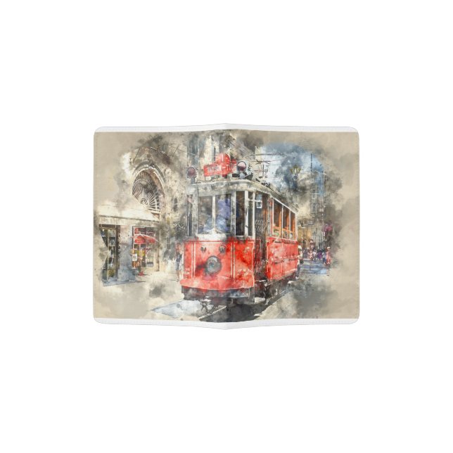 Istanbul Turkey Red Trolley Passport Holder (Opened)