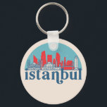 Istanbul Turkey Retro City Skyline Cityscape Art Keychain<br><div class="desc">Vintage and retro city design with beautiful skyline, tourist attraction and cityscape art. Cool skyscraper and building silhouette illustration merchandise for tourist and traveler. Perfect as souvenir to bring back home when travelling around the world. Save the memory of your travel and vacation with family and friends. Background color can...</div>