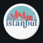 Istanbul Turkey Retro City Skyline Cityscape Art Magnet<br><div class="desc">Vintage and retro city design with beautiful skyline, tourist attraction and cityscape art. Cool skyscraper and building silhouette illustration merchandise for tourist and traveler. Perfect as souvenir to bring back home when travelling all around the world. Save the memory of your travel and vacation with family and friends. Background color...</div>