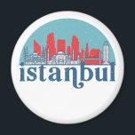 Istanbul Turkey Retro City Skyline Cityscape Art Magnet<br><div class="desc">Vintage and retro city design with beautiful skyline, tourist attraction and cityscape art. Cool skyscraper and building silhouette illustration merchandise for tourist and traveler. Perfect as souvenir to bring back home when travelling all around the world. Save the memory of your travel and vacation with family and friends. Background color...</div>