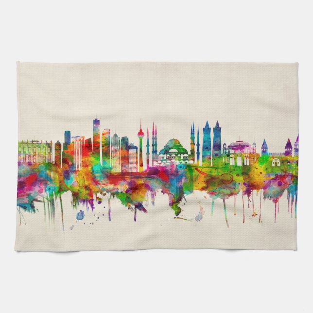 Istanbul Turkey Skyline Kitchen Towel (Horizontal)