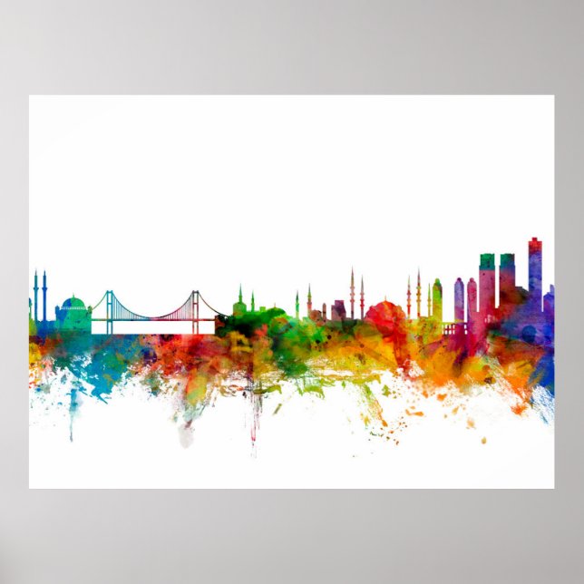 Istanbul Turkey Skyline Poster (Front)