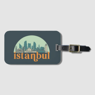 Istanbul Turkey Vintage City Skyline Cityscape Art Luggage Tag