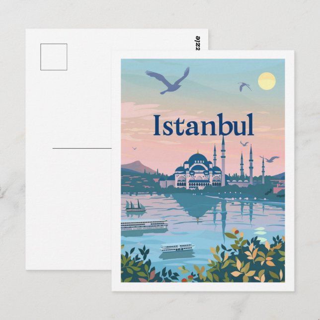 Istanbul Turkey Vintage Famous Travel Place Postcard (Front/Back)