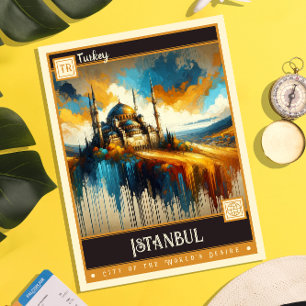 Istanbul, Turkey Vintage Painting Postcard