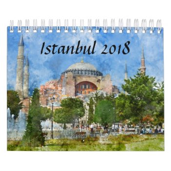 Istanbul Turkey Watercolor 2018 Calendar by bbourdages at Zazzle