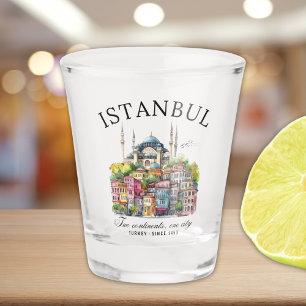 Istanbul Turkey Watercolor art city  Shot Glass