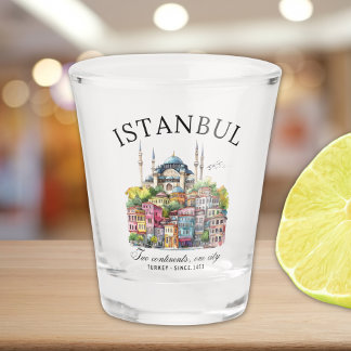 Istanbul Turkey Watercolor art city  Shot Glass