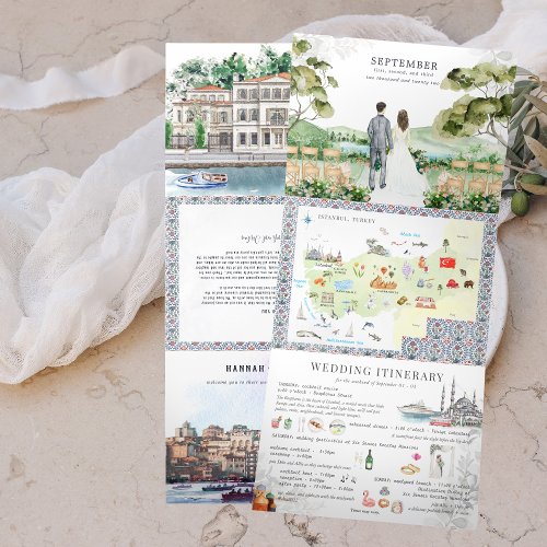 Istanbul Turkey Wedding  Tri_Fold Invitation