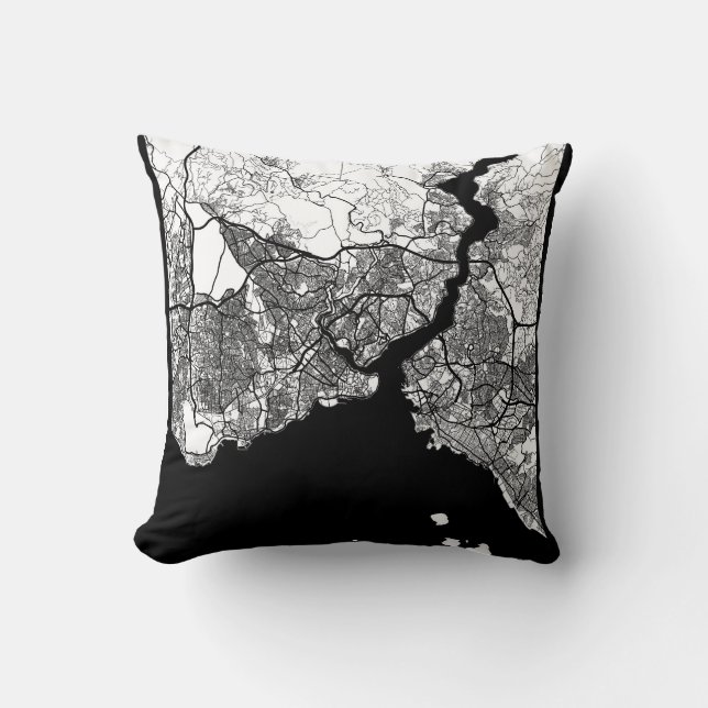 Istanbul Türkiye Map Throw Pillow (Front)
