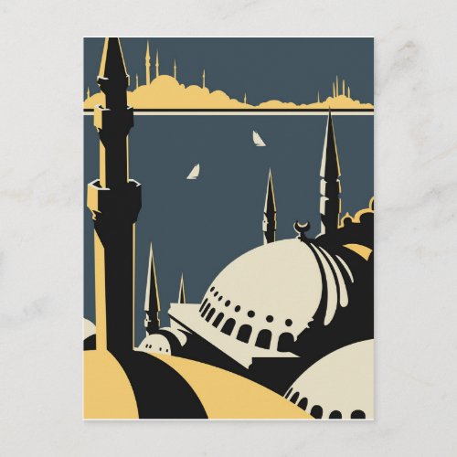 Istanbul View on Bosporus and Hagia Sophia Church Postcard