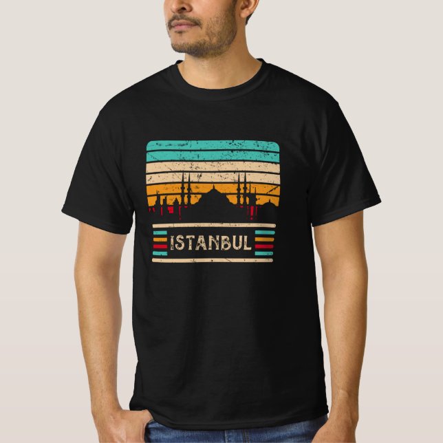 Istanbul Vintage Skyline Sultan Mosque Turkey T-Shirt (Front)
