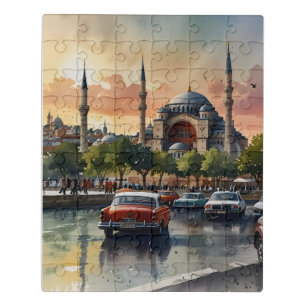 Istanbul watercolor art jigsaw puzzle