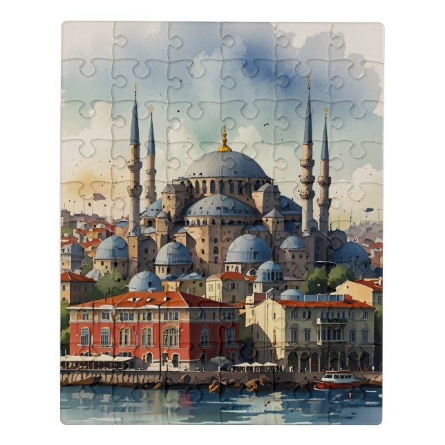 Istanbul watercolor art jigsaw puzzle (Puzzle Vertical)
