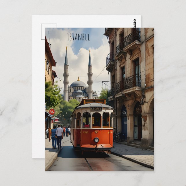 Istanbul watercolor art postcard (Front/Back)