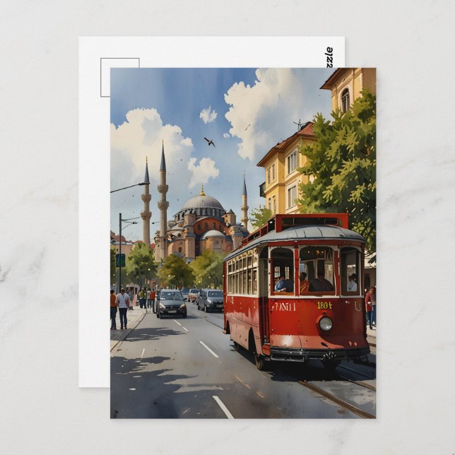 Istanbul watercolor art postcard (Front/Back)