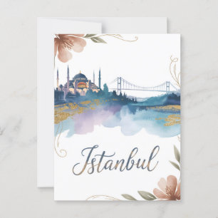 Istanbul watercolor postcard